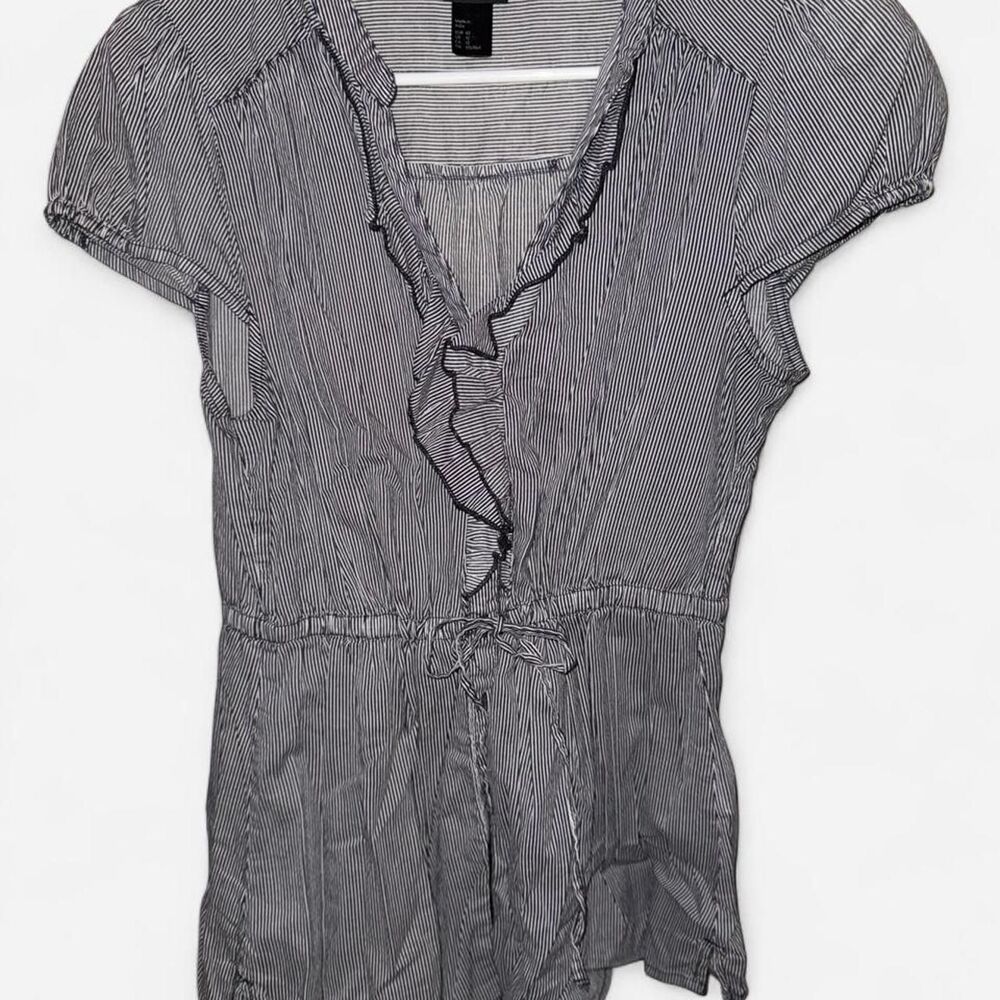 H-m Women's Grey and Blue Blouse